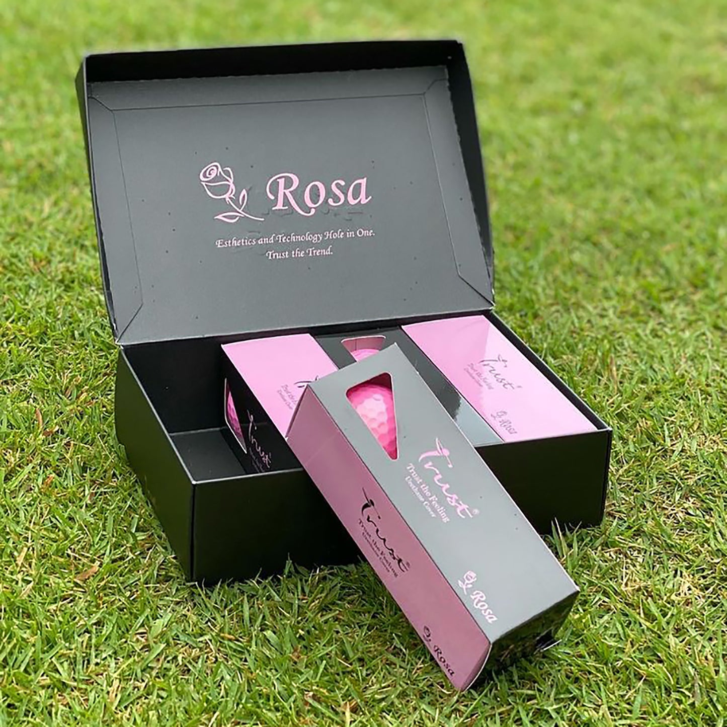 Trust Golfbälle Aurora  Rosa - Auffällige Golfbälle, Kristall-Urethan, 12 Bälle, Roségold